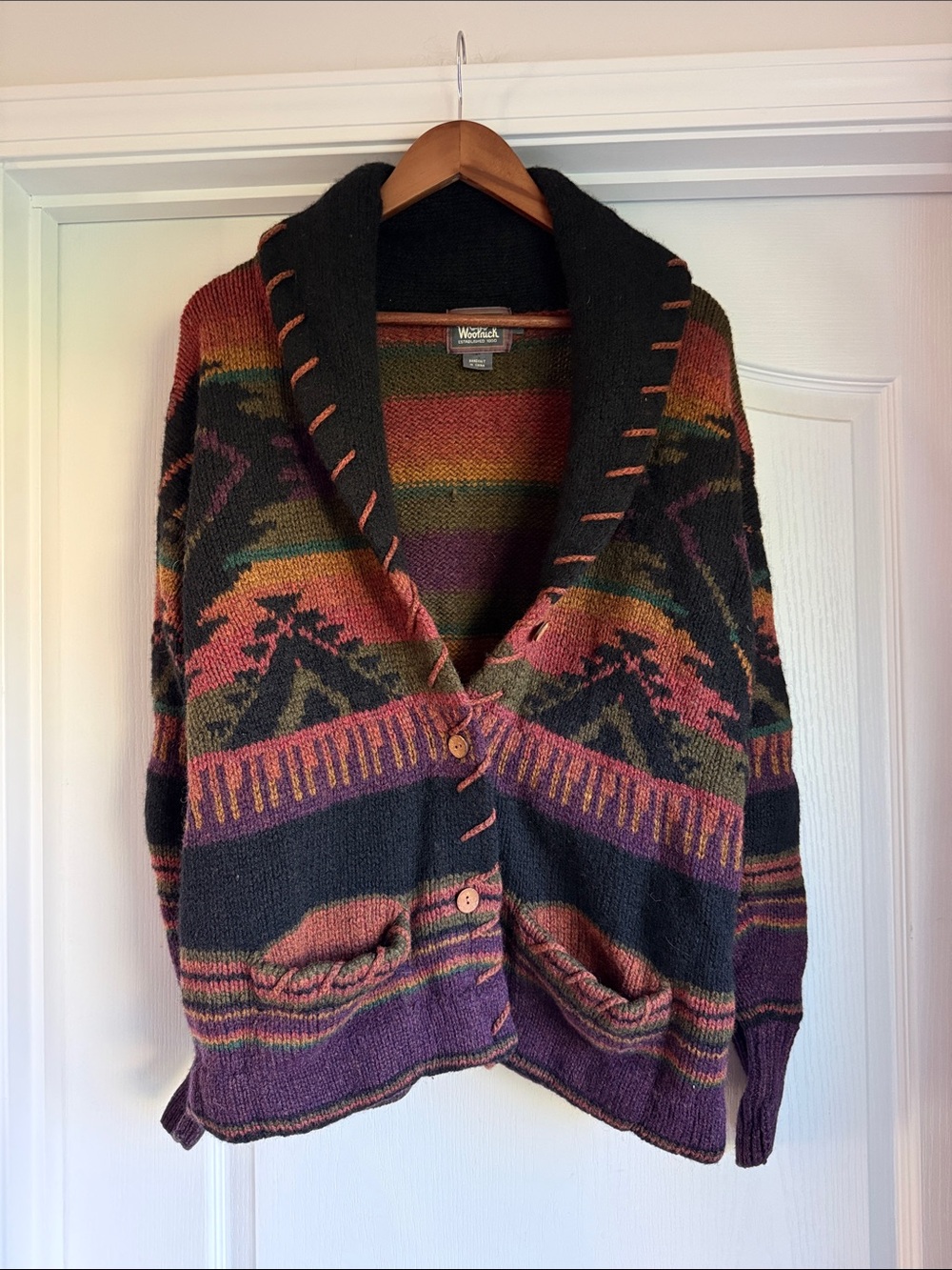 Vintage 1990s Woolrich Southwestern Aztec Shawl Collar Cardigan
